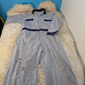Vintage 2 Tone Blue and White Coveralls Size 46